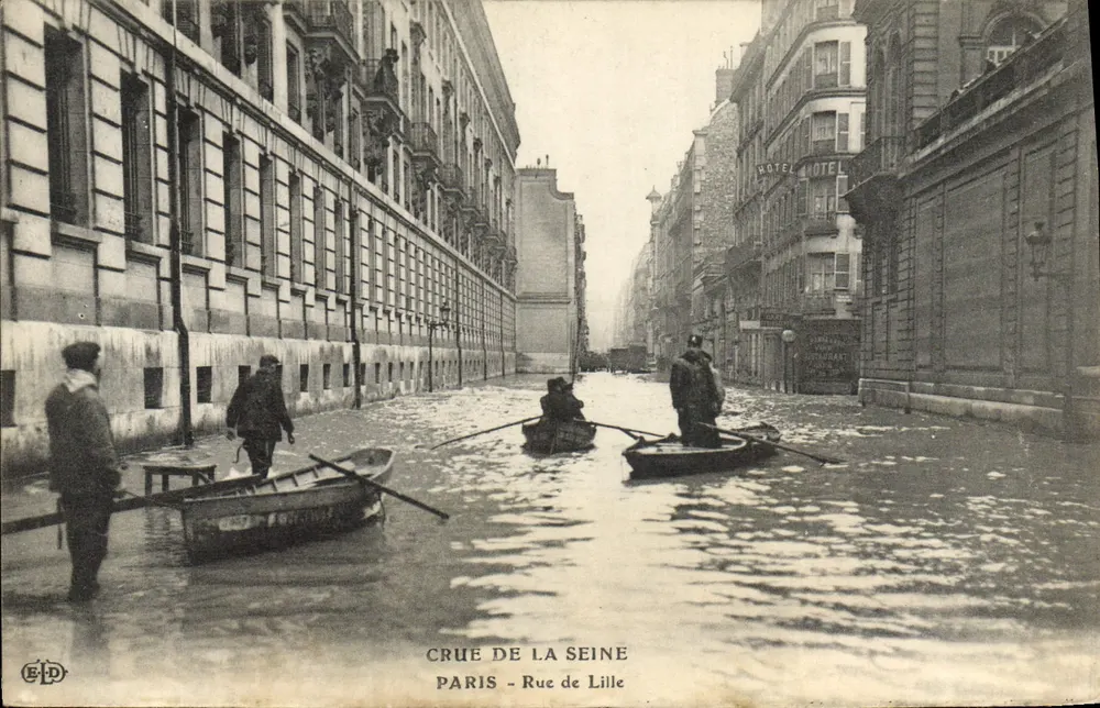 Flut der Seine — Rue de Lille — Verlag ELD - Vorderseite