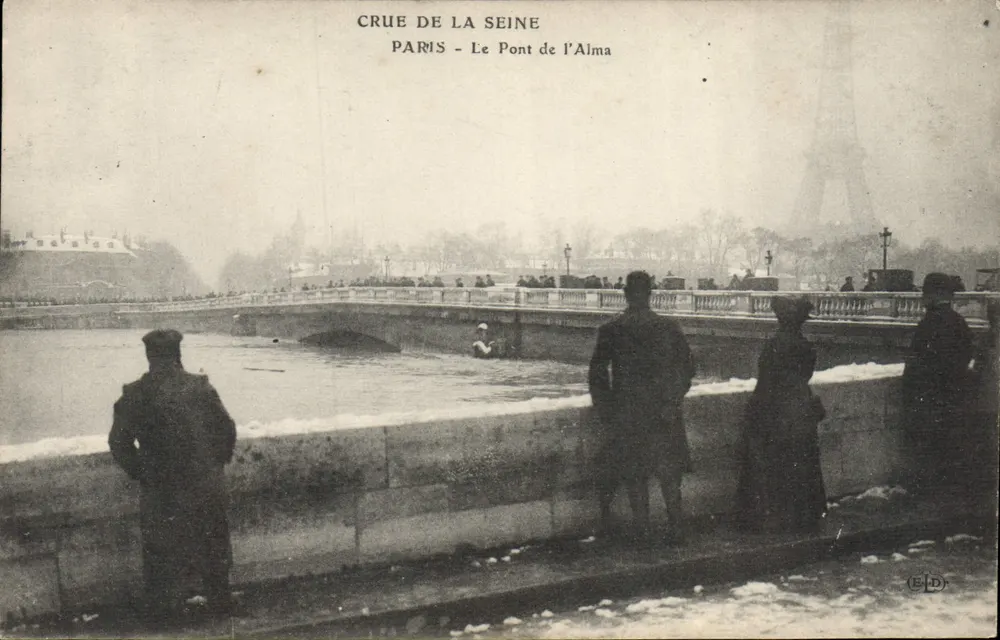 Flut der Seine — Paris - Die Brücke von Alma — Verlag E.P.D. - Vorderseite