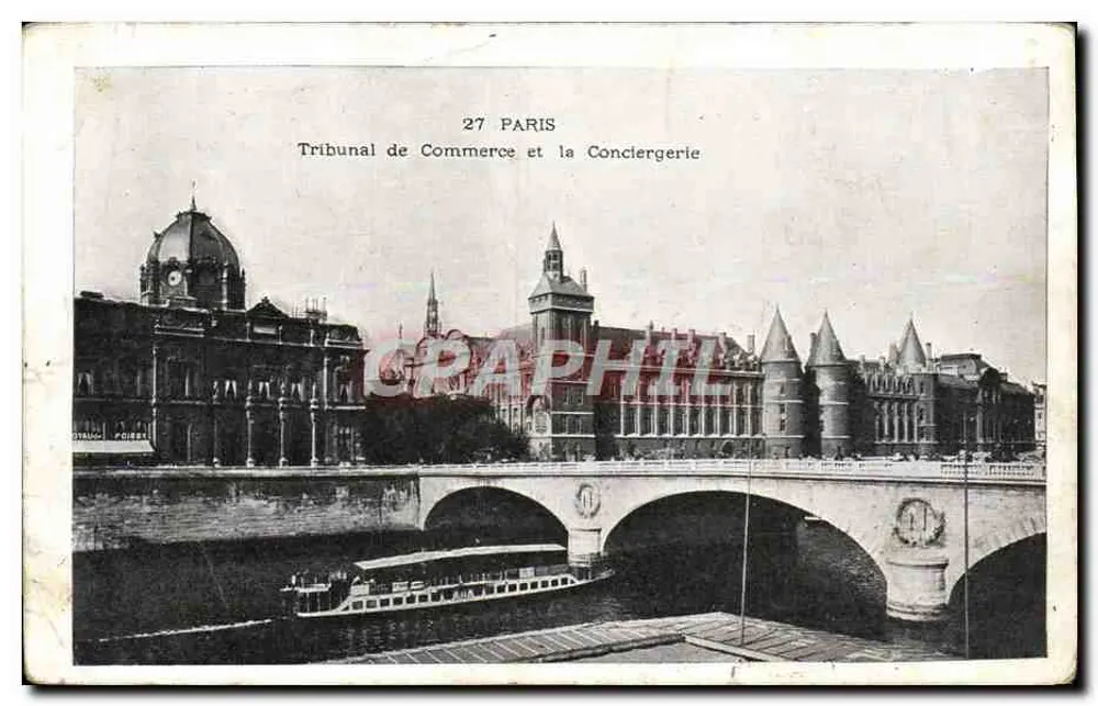 Paris — Tribunal de Comércio e a Conciergerie — Editor Poirier, n°27 - Frente