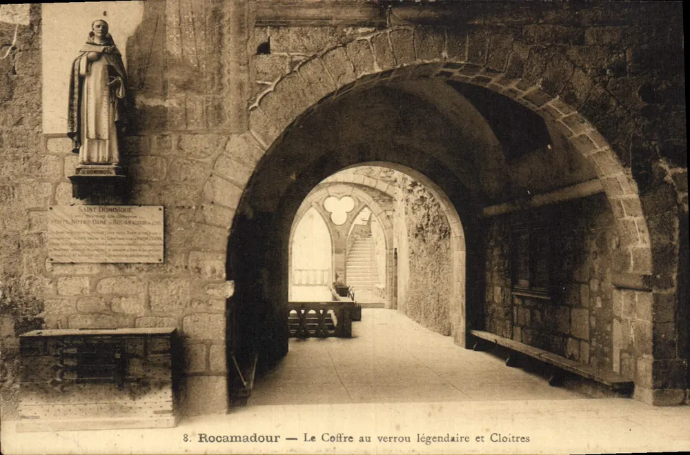 Rocamadour — Das legendäre Schloss mit Schloss und Klostergänge — Heiliger Dominikus - Vorderseite