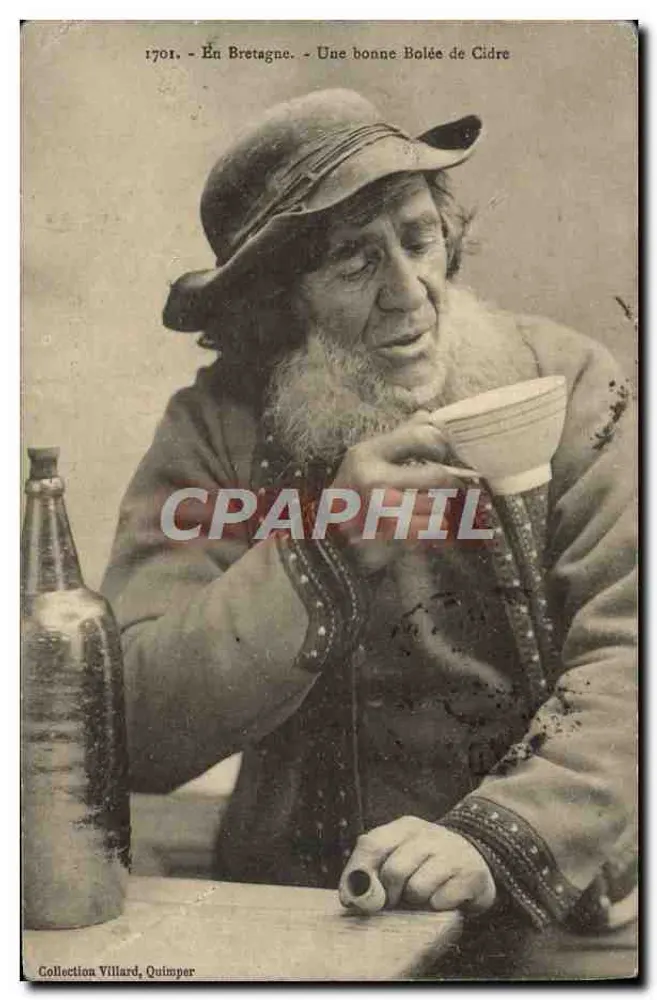 Ein Bretoner, der Sider trinkt — Sammlung Villard, Quimper — n° 1701 - Vorderseite