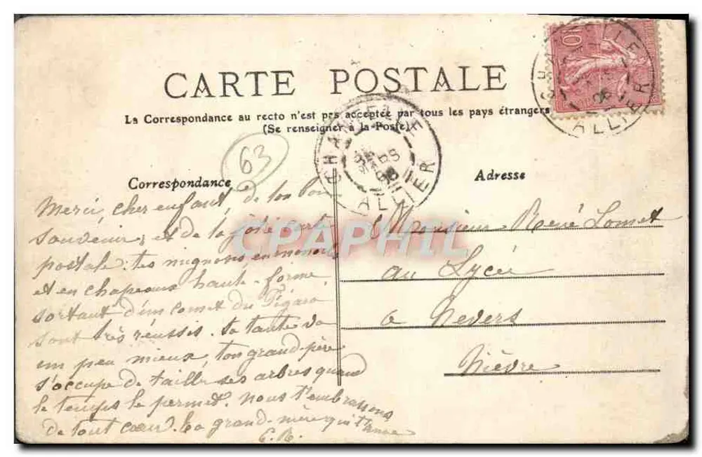Châteauneuf-les-Bains — Ansicht vom Passerelle — Éditeur M.T. I.E. n°501 - Rückseite