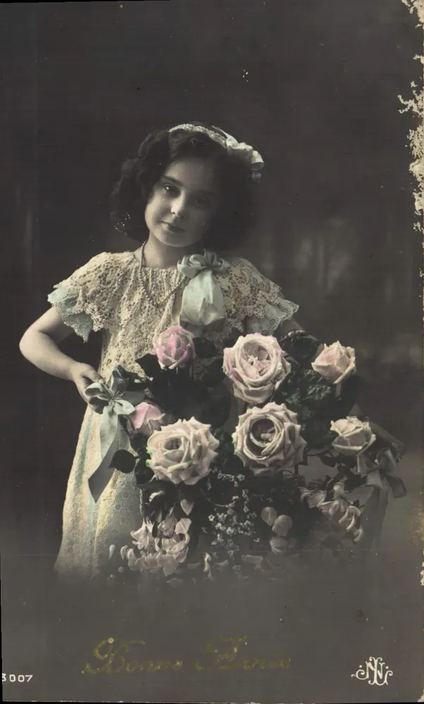 Fille tenant un bouquet de roses — Bonne Flandes, n° 3007 - Frente