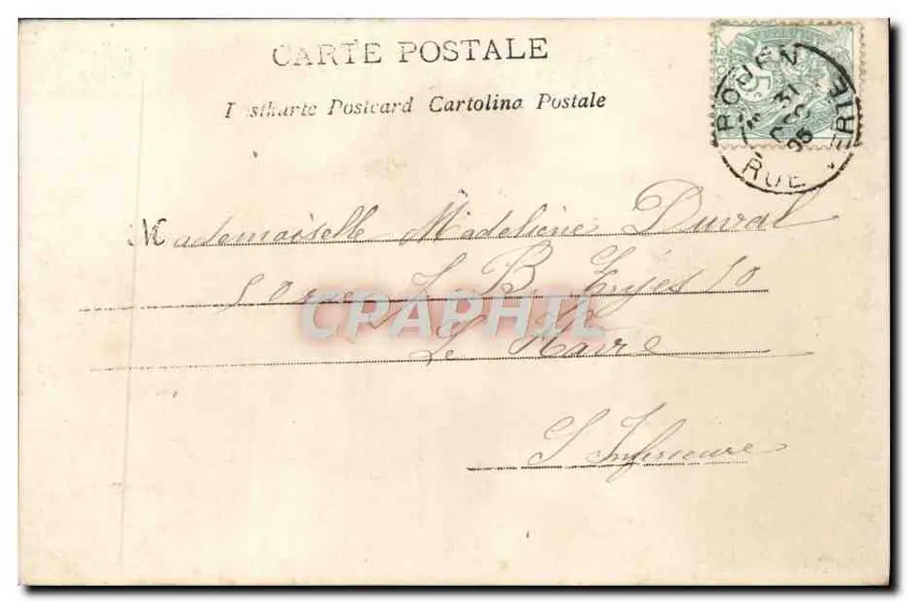 Jeune femme avec bouquet — Bonne Année — éditeur inconnu, n° de série non visible - Verso