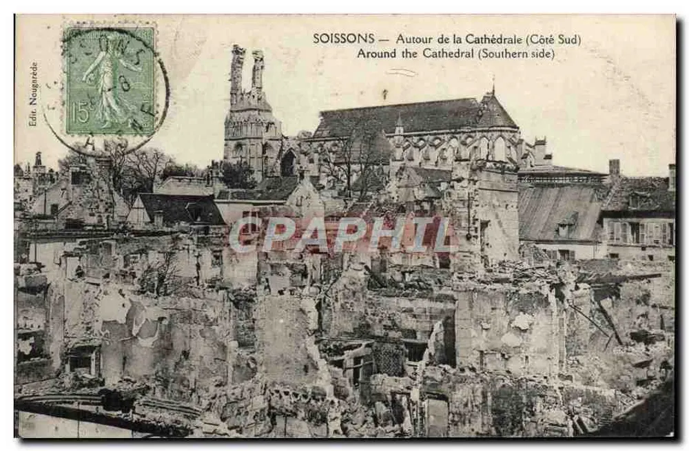 Soissons — Um die Kathedrale (Südseite) — Verlag Naugrade - Vorderseite