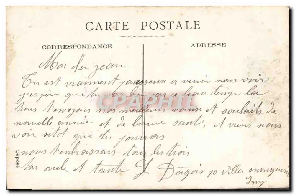 Femme en fourrure tenant un bouquet — Bonne Année — Phot. Bijou - Verso