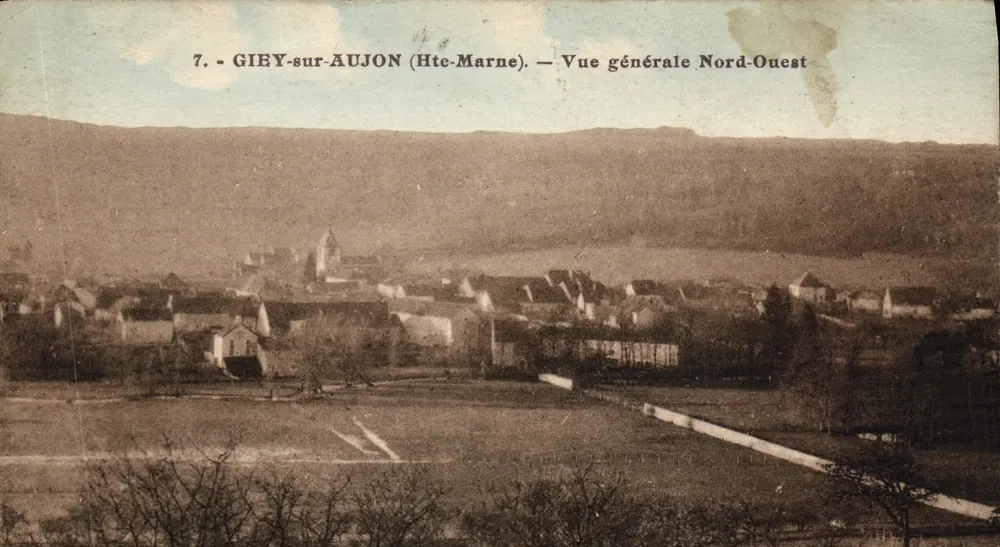 앤티크 엽서 기에-sur-아주논 북서쪽 전경 - 앞면