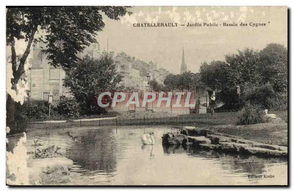 Châtellerault — Öffentlicher Garten — Teich der Schwäne — Verlag Krebs - Vorderseite