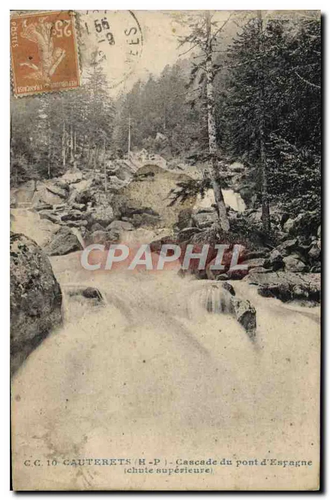 Cauterets (H-P) — Cascade du pont d'Espagne (chute supérieure) — éditeur C.G. 10 - Recto