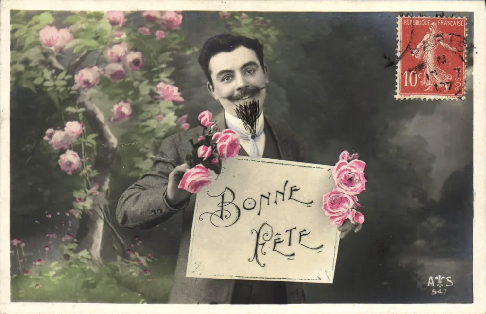 Homem com rosas — Boa Festa — A&S 547 - Frente