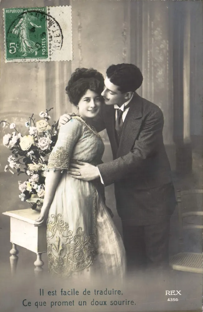 Couple amoureux — scène de tendresse — REX 4356 - Recto