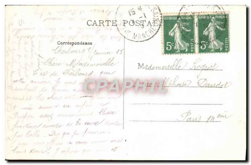 Cherbourg - Estátua de Napoleão — Coll. Emile Dupont, Cherbourg - Verso