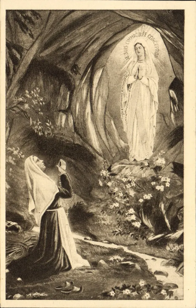 A aparição de Nossa Senhora de Lourdes — Lourdes — Editor P.D. n°76 - Frente