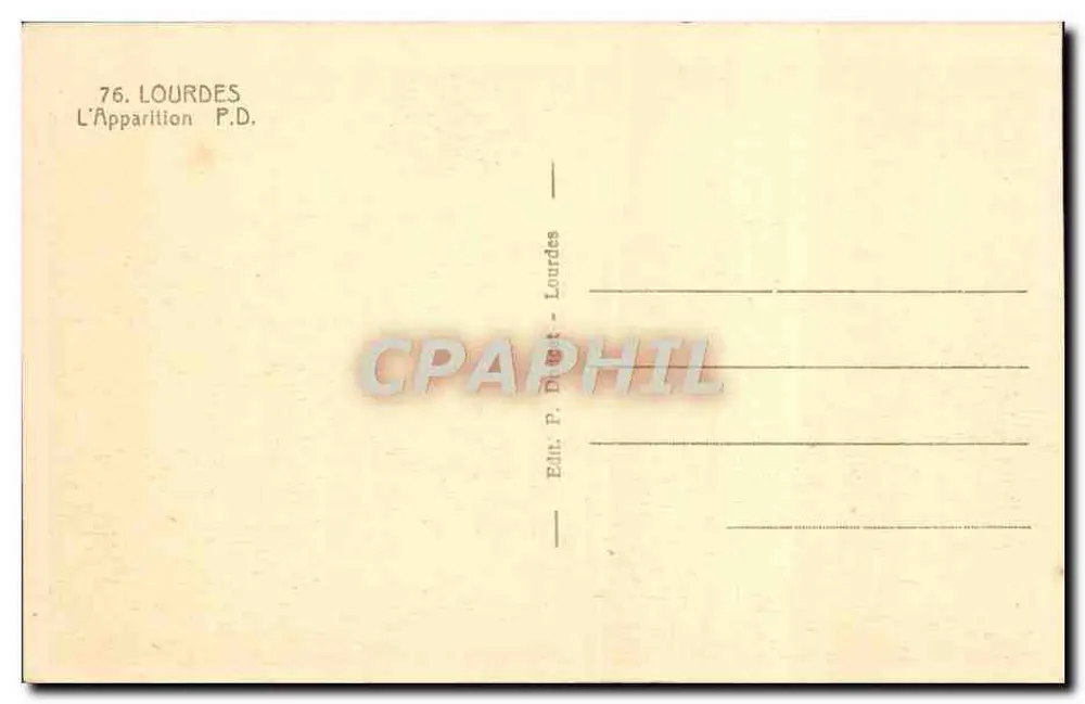 A aparição de Nossa Senhora de Lourdes — Lourdes — Editor P.D. n°76 - Verso