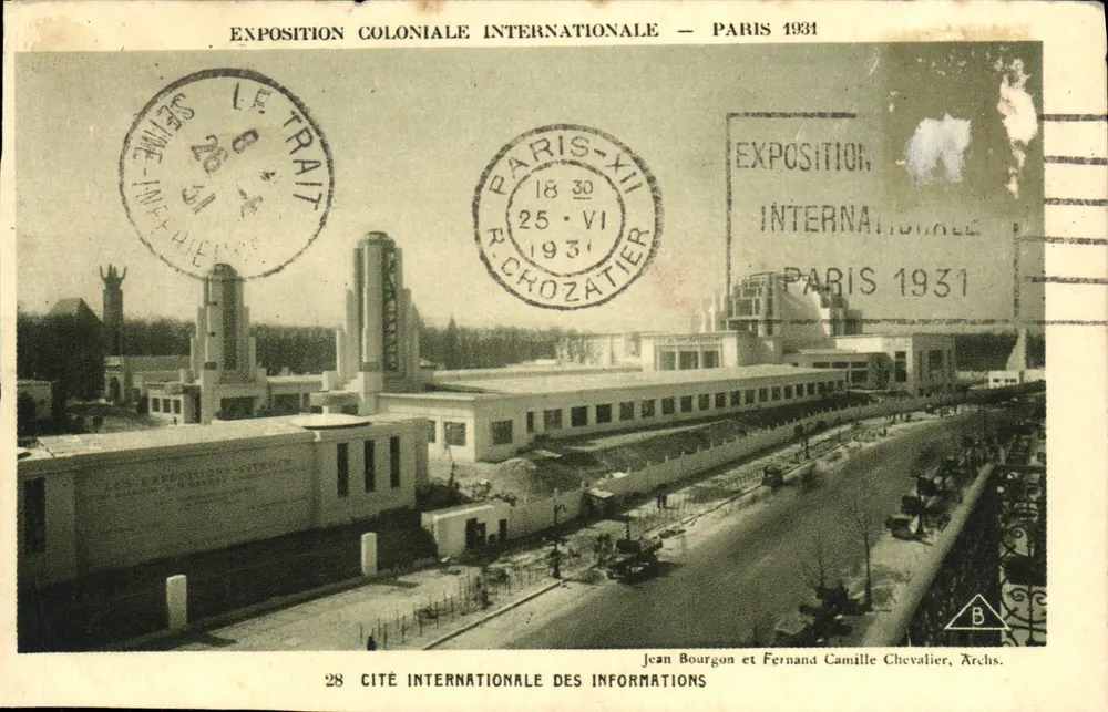 Internationale Informationsstadt — Internationale Kolonialausstellung — Paris 1931 — Jean Bourgon und Fernand Camille Chevalier, Archs. - Vorderseite