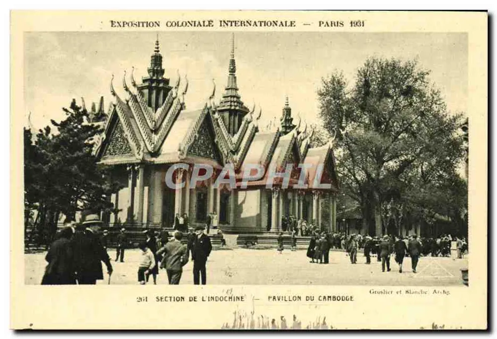 Internationale Kolonialausstellung — Paris 1931 — Abschnitt Indochina — Pavillon Kambodschas — Grushier et Blanche, Arch. Jg. - Vorderseite
