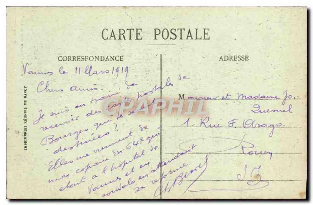 Um homem idoso derramando vinho — Coleção II. Laurent, Port-Louis — n° 3567 - Verso
