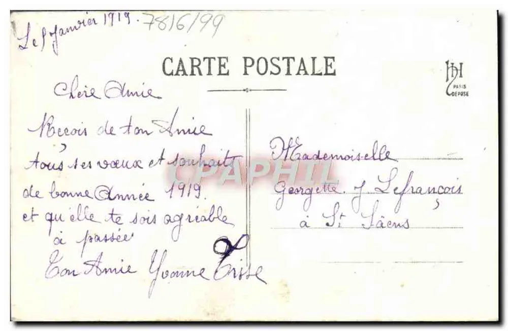 Navios a vela — Boa Ano — editor L'Idéale, Paris - Verso