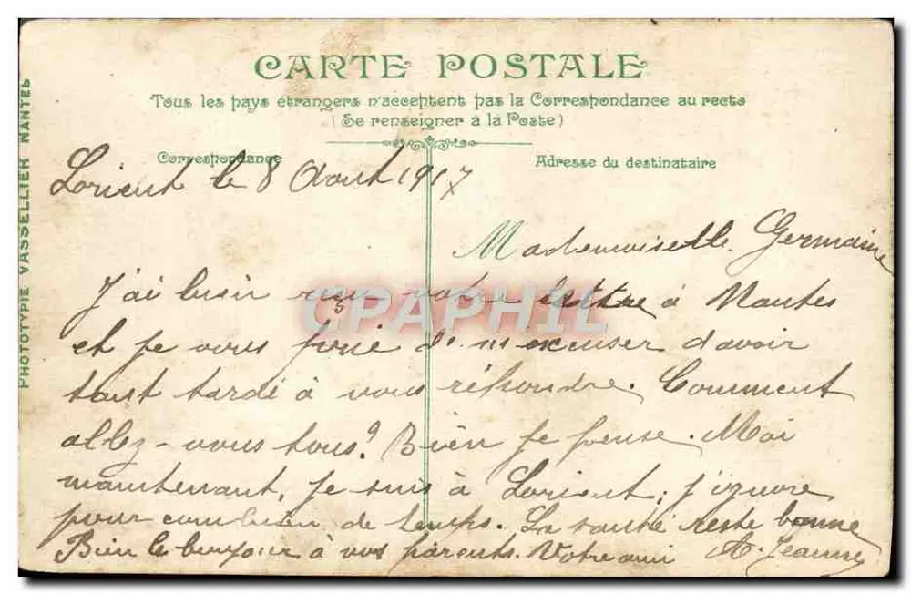 La Vie du Marin — Un Carot-Major — Phototype Vassellier, Nantes - Verso