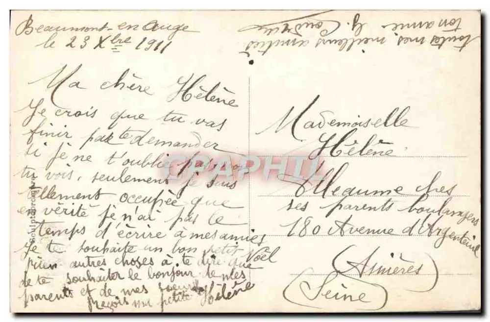 Weihnachtsprozession — Weihnachtszene mit weiblicher Statue und Prozession — A.N. Paris, Nr. 155 - Rückseite