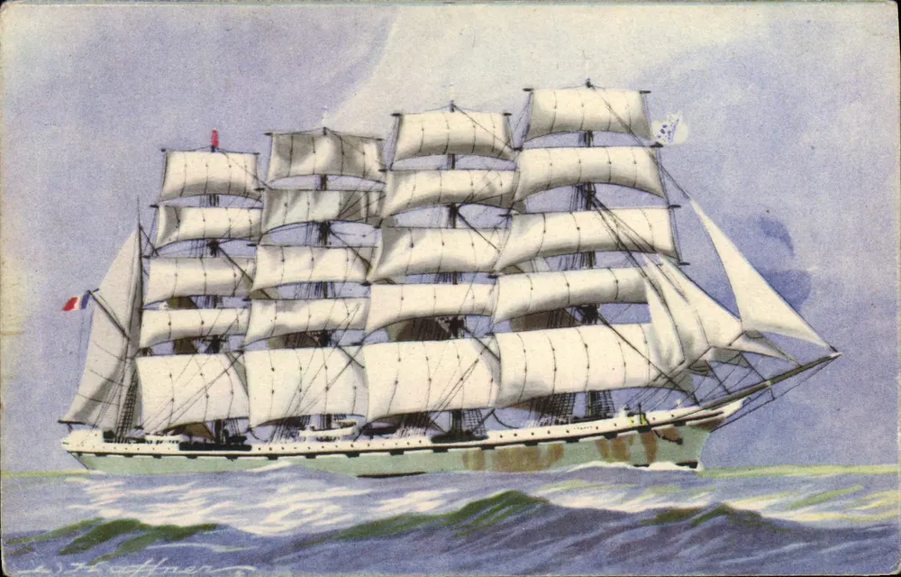 Fünfmastiges Boot « La France » — maritime Illustration — Verlag E.A.E.C. PARIS - Vorderseite
