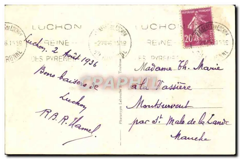 Luchon - Neue Buvette du Pré und die Thermalbäder — Pyrénées Centrales, Nr. 259, Verlag LF - Rückseite
