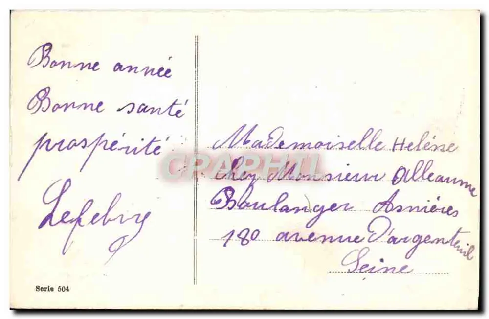 Kind und Ferkel mit Efeu — Verlag nicht sichtbar, Serie 504 - Rückseite