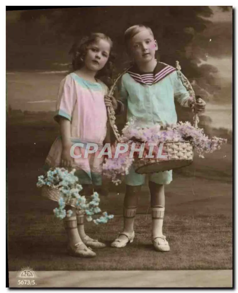 Zwei Kinder mit Blumenkörben — Studiofotografie — Serie 5673/5, RHA - Vorderseite