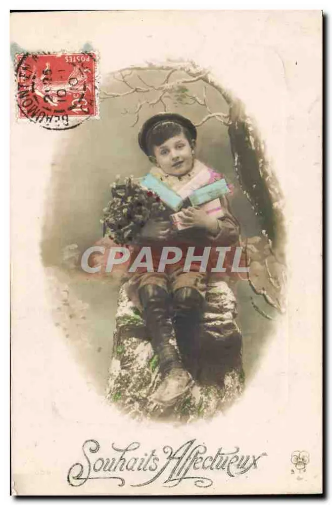 Criança com buquê — Boas-vindas Afetuosas — União Postal Universal - Frente