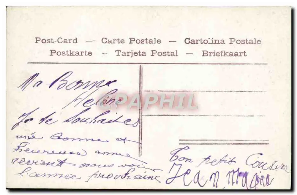 Criança vestindo traje de marinheiro — cena invernal com abeto e rosas — editor YPC, n° 4366 - Verso