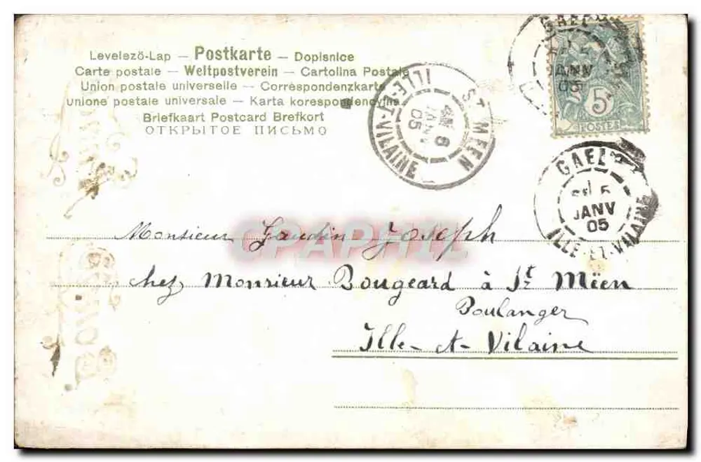 Bukiet kwiatów — Oznaczony anemoną i myślikami — wydawca R. Rissel, nr 102 - Rewers