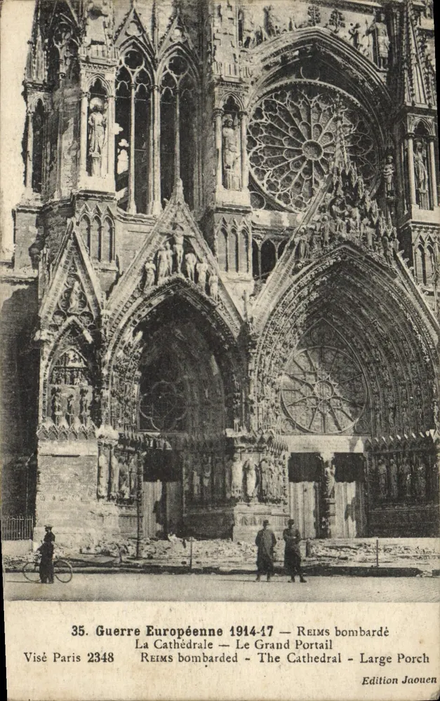 Reims bombardeado — A Catedral — O Grande Portal — Edição Jaouen - Frente