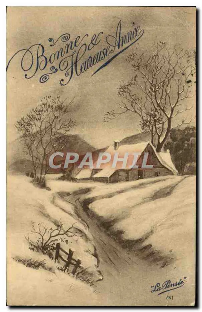 Paysage hivernal — maison enneigée avec chemin — éditeur 'La Pensée' n°661 - Vorderseite