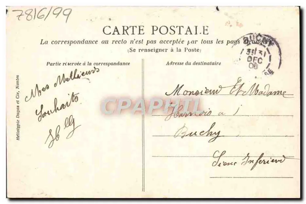 Gutes Neues Jahr — mit Blumen und Porträts dekoriert — Héliotypie Dugas et Cie, Nantes - Rückseite