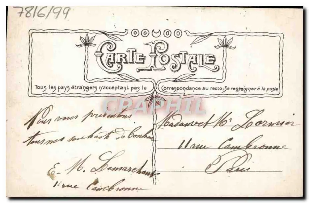 Duas rosas — 'Bom Ano' — Gner Vie, n° 3735 - Verso