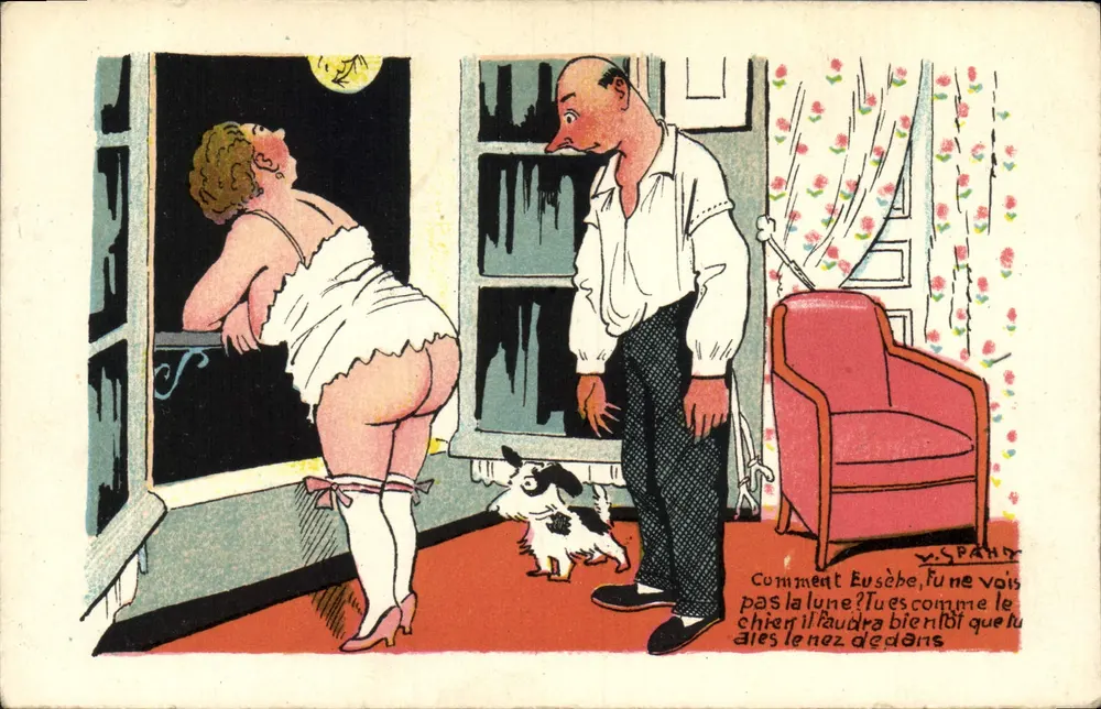 Nächtliche Szene mit Frau am Fenster und Mann — Y. SPAND — Serie C - 124 - Vorderseite