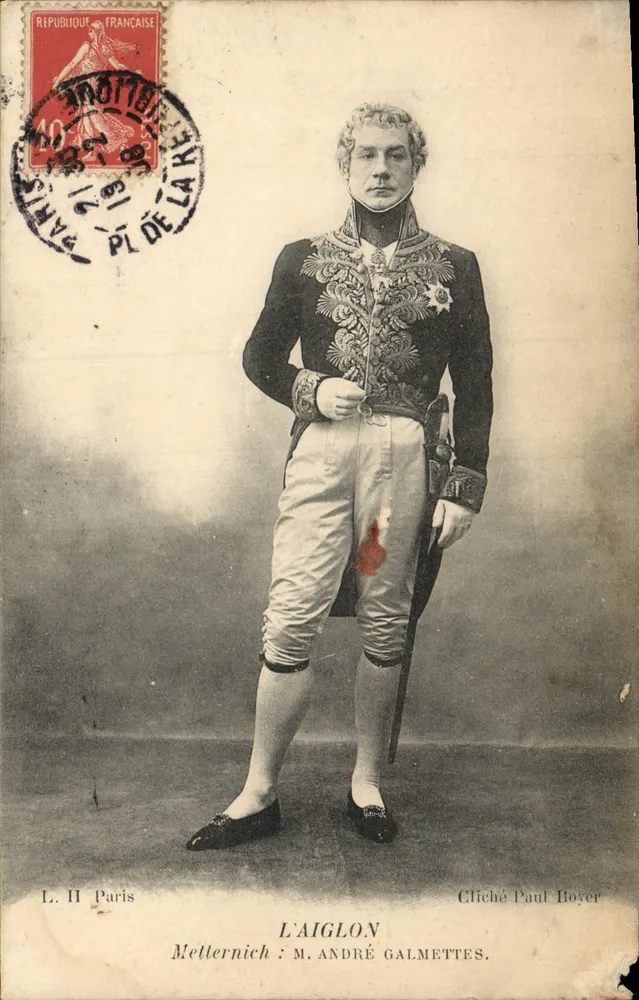 Mettternich — portrait en costume d'époque — Cliché Paul Boyer, éditeur M. André Galmettes - Frente