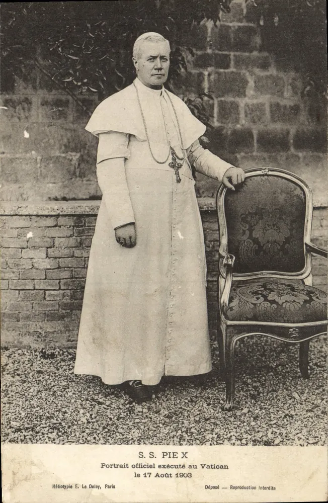 Papst Pius X — Offizielles Portrait am Vatikan — Héliotypie E. La Deley, Paris - Vorderseite