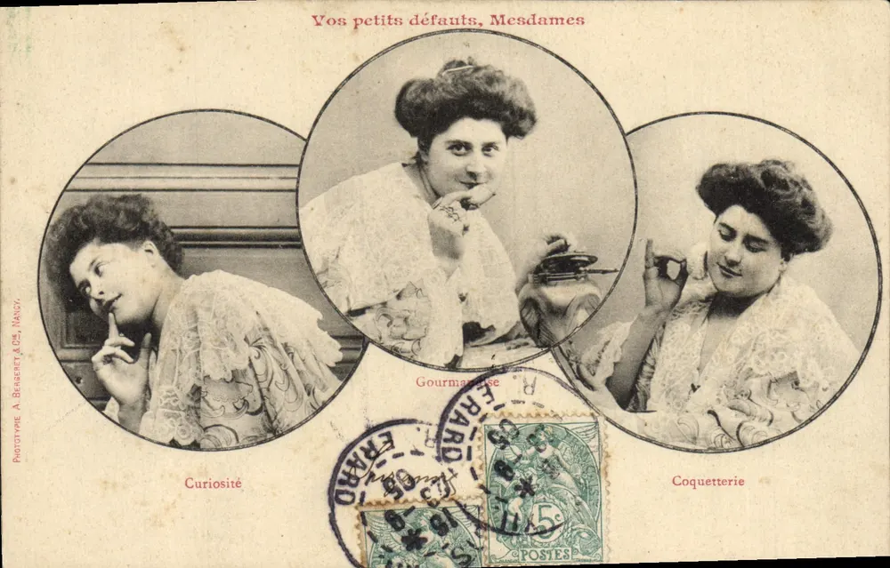 Drei Frauen — Neugier, Gier, Koketterie — Phototyp A. Béseret, Nancy - Vorderseite
