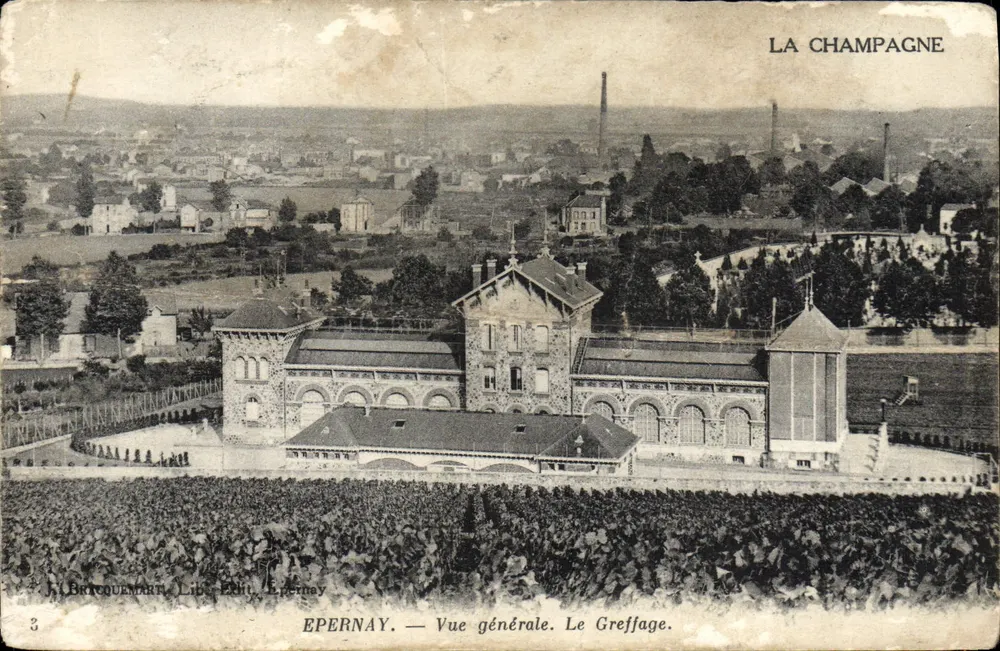 Epernay — Vue générale. Le Greffage. — Éditeur : J. Britoumoure, Librairie Epernay - Frente