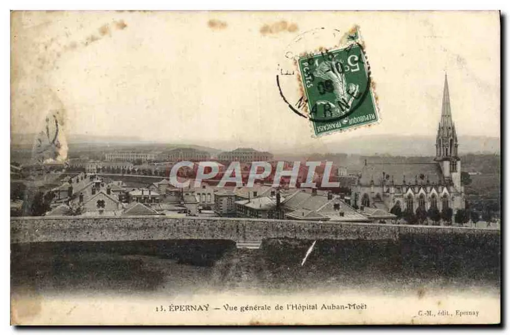 ÉPERNAY — Vue générale de l'Hôpital Auban-Moët — C.M., édit. Épernay - Vorderseite