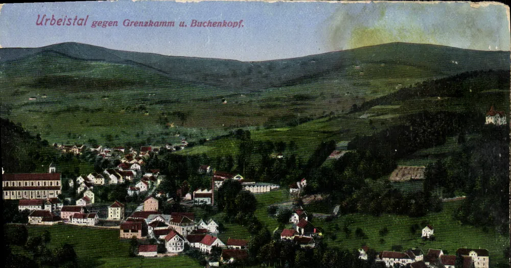 Urbeistal gegen Grenzkamm und Buchen kopf — Panoramablick — unbekannter Verleger - Vorderseite