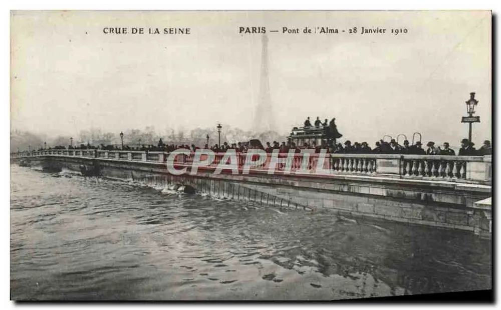 Flut der Seine — Paris — Pont de l'Alma — 28. Januar 1910 - Vorderseite