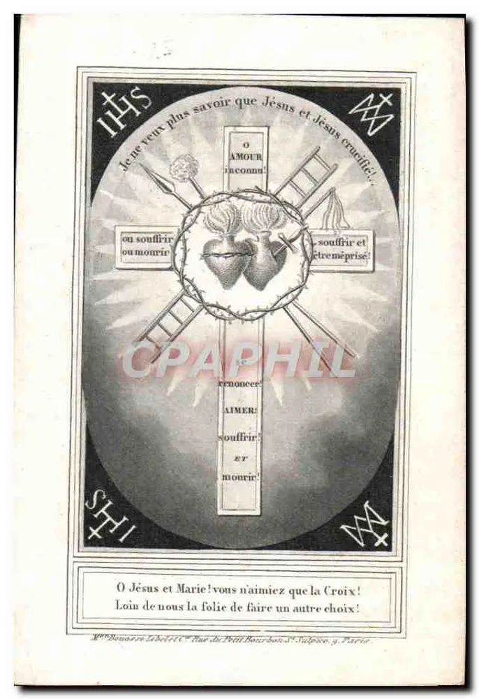 Herz Jesu und Marias — Gebet und zehn Übungen — Maison Bonnarde Lebelet, 3. Stock, rue du Petit Bourbon, Paris - Vorderseite