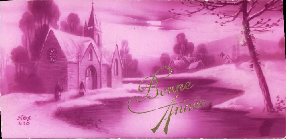 Église enneigée — scène hivernale — éditeur Nox, n° 410 - Vorderseite