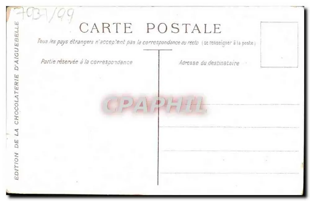 Paysage lacustre — homme en barque — Édition de la Chocolaterie d'Aiguebelle - Verso
