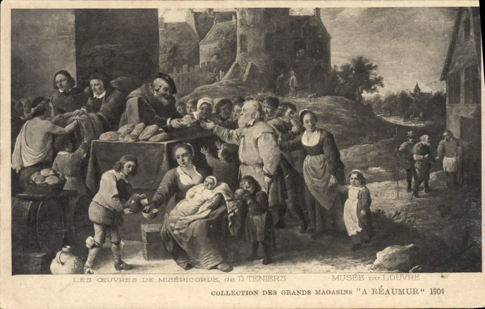 Die Werke der Barmherzigkeit, von D. Teniers — Musée du Louvre, Sammlung der großen Geschäfte 'A Réaumur' 1904 - Vorderseite