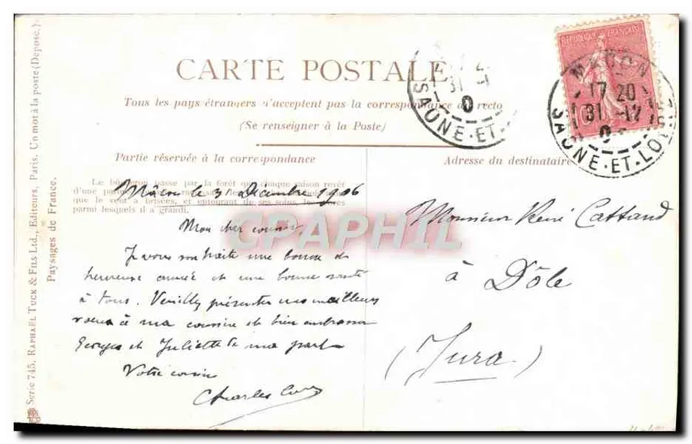 Herbstwald — Weg mit Bäumen — Landschaften Tuck & Fils Ltd, Paris, Serie 745 - Rückseite
