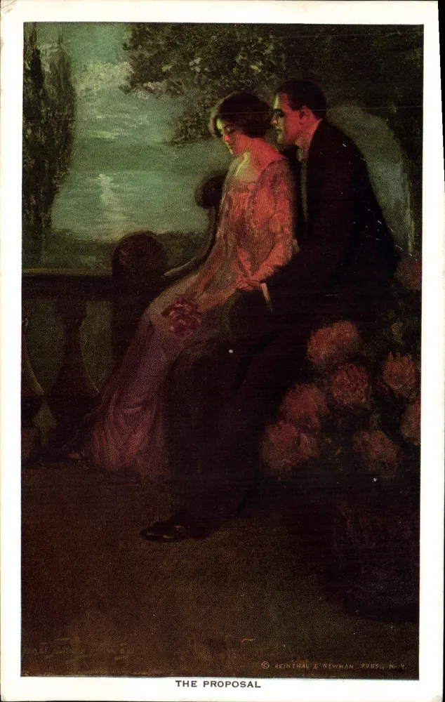 Die Verlobung — romantische Szene — Reinthal & Newman, N.Y. - Vorderseite
