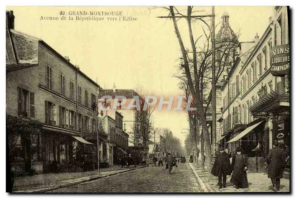 Grand-Montrouge — Avenue de la République in Richtung Kirche — Graphil - Vorderseite